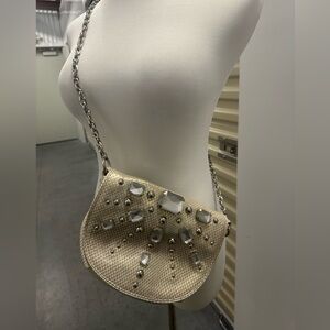 Rafe NY Belle Snakeskin Crossbody Bag with Rhinestone Accents